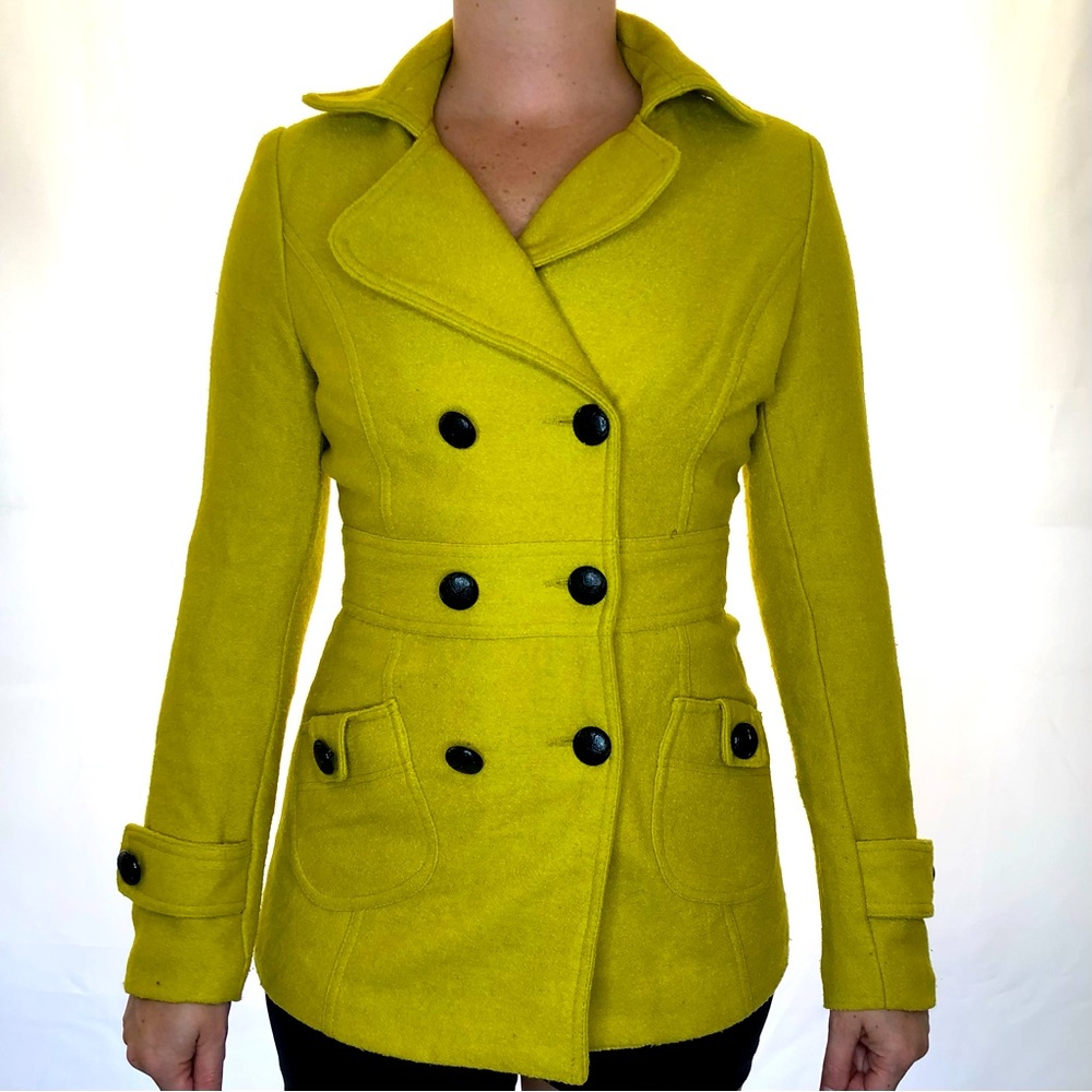 Yellow Wool Blend Peacoat - Forever 21
